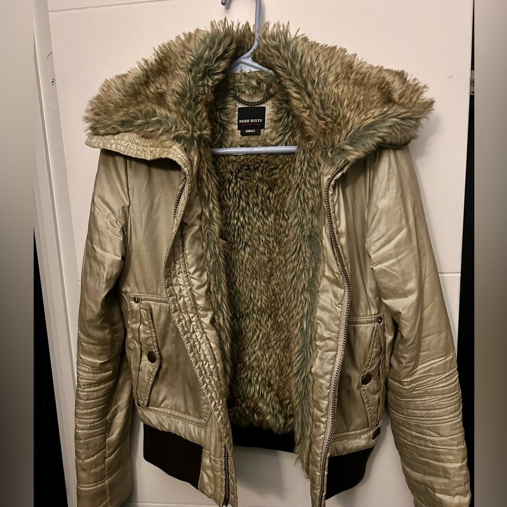 Miss Sixty faux fur lined bomber jacket